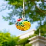 Colorful Hand Blown Glass Hummingbird Feeder