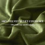 Sage Green Velvet Duvet Cover Queen Set 3Pcs