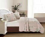 Bright Rose and Sage Quilt Set, 3-Piece