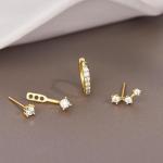 Trendy Gold Huggie Hoop Stud Earrings Set