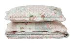 Bright Rose and Sage Quilt Set, 3-Piece