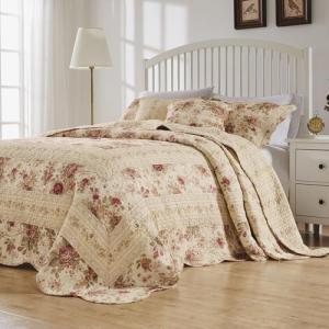 Vintage Rose 3-Piece Cotton Bedspread Set