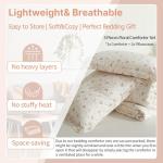 Boho Pink Floral Comforter Set for Full Beds