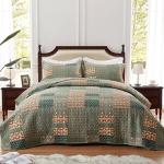 Full/Queen Floral Paisley Olive Green Quilt Set