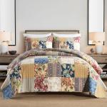 Rustic Vintage Floral King Quilt Set 3 Pieces