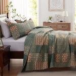 Full/Queen Floral Paisley Olive Green Quilt Set