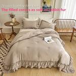 Taupe Boho Queen Comforter Set with Ruffles