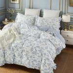 Vintage Blue Floral Queen Duvet Cover Set