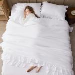 Andency Vintage White Ruffle Comforter Set, 3pcs