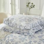 Vintage Blue Floral Queen Duvet Cover Set