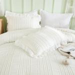 White Queen Comforter Set with Boho Ruffles