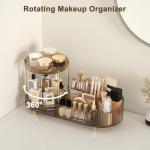 360° Rotating Makeup Organizer with Brush Holder
