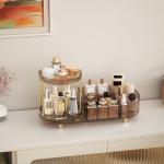 360° Rotating Makeup Organizer with Brush Holder