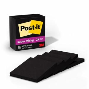 Super Sticky Black Notes, 3x3 Inches, 5 Pads