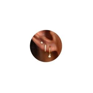 Gold Stud Earrings Set for Women - Dainty Hoops