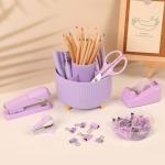Purple Office Supplies Set - 10 Pieces