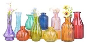 Colorful Glass Bud Vases Set of 10