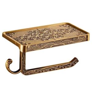 Vintage Wall Mount Toilet Paper Holder with Shelf