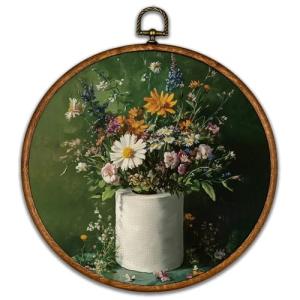 Retro Dark Green Botanical Bathroom Wall Art 10"x10