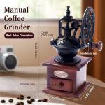 Vintage Wooden Manual Coffee Grinder for French Press