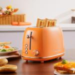 Retro Orange 2-Slice Stainless Steel Toaster
