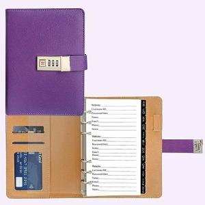 Purple Refillable Password Book with Lock & Tabs