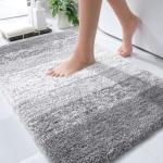 Soft Microfiber Bath Rug Mat, Non-Slip Light Grey