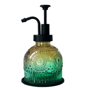 Vintage Glass Soap Dispenser - Farmhouse Green Decor