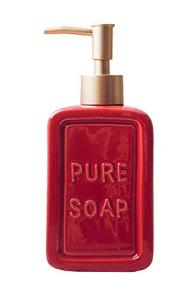 Retro Red Ceramic Soap and Lotion Dispenser
