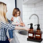 Amber Glass Soap Dispenser Set with Tray