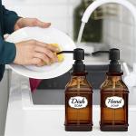 Amber Glass Soap Dispenser Set with Tray