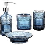 Elegant Blue Glass Bathroom Accessories Set