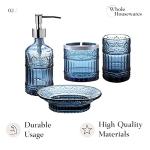 Elegant Blue Glass Bathroom Accessories Set