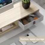 Dual Monitor Stand with Drawers and Adjustable Height