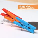 50 Colorful Push Pins with Wooden Clips