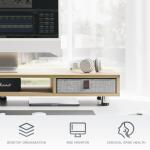 Dual Monitor Stand with Drawers and Adjustable Height