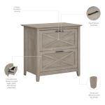 Washed Gray 2 Drawer Lateral File Cabinet