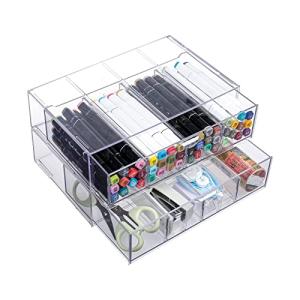 Clear Desk Organizer Set with Adjustable Compartments