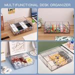 Clear Desk Organizer Set with Adjustable Compartments