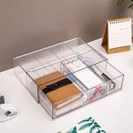 Clear Desk Organizer Set with Adjustable Compartments