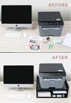 Black Wooden Printer Stand with Storage Organizer