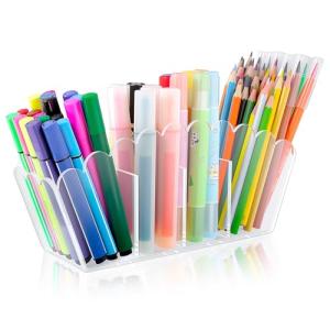 Clear Scalloped Acrylic Pencil Holder Make Up Brush with Compartments