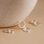 Sterling Silver Huggie Hoop Earrings Set for Women