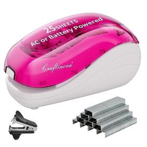 Pink Electric Stapler with 2000 Staples and Remover