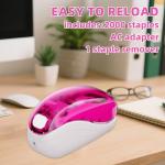 Pink Electric Stapler with 2000 Staples and Remover