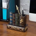 Antique Library Books Desk Organizer Caddy