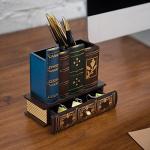 Antique Library Books Desk Organizer Caddy