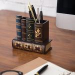 Antique Library Books Desk Organizer Caddy