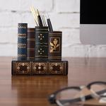 Antique Library Books Desk Organizer Caddy