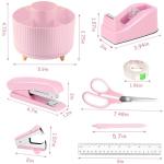 Pink Desk Organizer with Pen Holder and Supplies